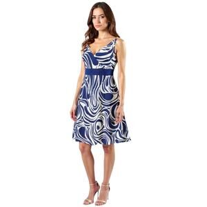 Ann Taylor Silk Sundress Women's Sz 6 Navy Blue White Spaghetti Strap Sleeveless